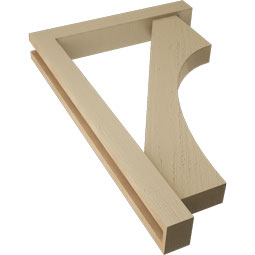 Ekena Millwork - BKTUR0352X22X34WTL05RCPR - Timberthane Faux Wood Westlake Style Bracket w/ Offset Brace, Block Ends, 3 1/2"W x 22"D x 34"H, Primed Tan