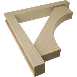 Ekena Millwork - BKTUR0352X24X24WTL05RCPR - Timberthane Faux Wood Westlake Style Bracket w/ Offset Brace, Block Ends, 3 1/2"W x 24"D x 24"H, Primed Tan