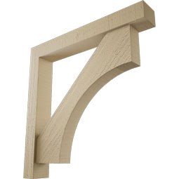 Ekena Millwork - BKTUR0352X24X24WTL05RCPR - Timberthane Faux Wood Westlake Style Bracket w/ Offset Brace, Block Ends, 3 1/2"W x 24"D x 24"H, Primed Tan