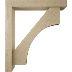 Ekena Millwork - BKTUR0352X24X28WTL05RCPR - Timberthane Faux Wood Westlake Style Bracket w/ Offset Brace, Block Ends, 3 1/2"W x 24"D x 28"H, Primed Tan