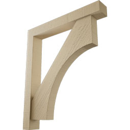 Ekena Millwork - BKTUR0352X24X28WTL05RCPR - Timberthane Faux Wood Westlake Style Bracket w/ Offset Brace, Block Ends, 3 1/2"W x 24"D x 28"H, Primed Tan