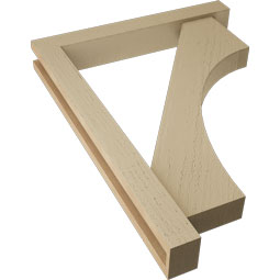 Ekena Millwork - BKTUR0352X24X32WTL05RCPR - Timberthane Faux Wood Westlake Style Bracket w/ Offset Brace, Block Ends, 3 1/2"W x 24"D x 32"H, Primed Tan