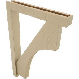 Ekena Millwork - BKTUR0352X24X36WTL05RCPR - Timberthane Faux Wood Westlake Style Bracket w/ Offset Brace, Block Ends, 3 1/2"W x 24"D x 36"H, Primed Tan