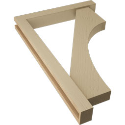 Ekena Millwork - BKTUR0352X24X36WTL05RCPR - Timberthane Faux Wood Westlake Style Bracket w/ Offset Brace, Block Ends, 3 1/2"W x 24"D x 36"H, Primed Tan