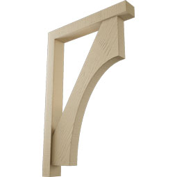 Ekena Millwork - BKTUR0352X24X36WTL05RCPR - Timberthane Faux Wood Westlake Style Bracket w/ Offset Brace, Block Ends, 3 1/2"W x 24"D x 36"H, Primed Tan