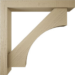 Ekena Millwork - BKTUR0352X26X26WTL05RCPR - Timberthane Faux Wood Westlake Style Bracket w/ Offset Brace, Block Ends, 3 1/2"W x 26"D x 26"H, Primed Tan