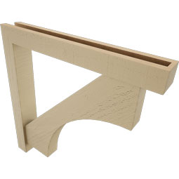 Ekena Millwork - BKTUR0352X26X26WTL05RCPR - Timberthane Faux Wood Westlake Style Bracket w/ Offset Brace, Block Ends, 3 1/2"W x 26"D x 26"H, Primed Tan