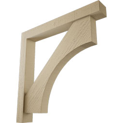 Ekena Millwork - BKTUR0352X26X26WTL05RCPR - Timberthane Faux Wood Westlake Style Bracket w/ Offset Brace, Block Ends, 3 1/2"W x 26"D x 26"H, Primed Tan