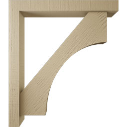 Ekena Millwork - BKTUR0352X26X30WTL05RCPR - Timberthane Faux Wood Westlake Style Bracket w/ Offset Brace, Block Ends, 3 1/2"W x 26"D x 30"H, Primed Tan