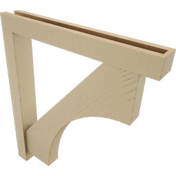 Ekena Millwork - BKTUR0352X26X30WTL05RCPR - Timberthane Faux Wood Westlake Style Bracket w/ Offset Brace, Block Ends, 3 1/2"W x 26"D x 30"H, Primed Tan