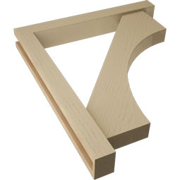Ekena Millwork - BKTUR0352X26X30WTL05RCPR - Timberthane Faux Wood Westlake Style Bracket w/ Offset Brace, Block Ends, 3 1/2"W x 26"D x 30"H, Primed Tan