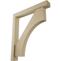 Ekena Millwork - BKTUR0352X26X30WTL05RCPR - Timberthane Faux Wood Westlake Style Bracket w/ Offset Brace, Block Ends, 3 1/2"W x 26"D x 30"H, Primed Tan