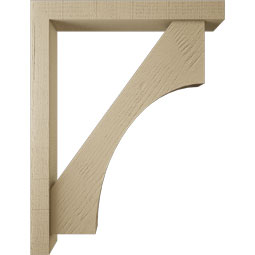 Ekena Millwork - BKTUR0352X26X34WTL05RCPR - Timberthane Faux Wood Westlake Style Bracket w/ Offset Brace, Block Ends, 3 1/2"W x 26"D x 34"H, Primed Tan