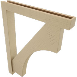 Ekena Millwork - BKTUR0352X26X34WTL05RCPR - Timberthane Faux Wood Westlake Style Bracket w/ Offset Brace, Block Ends, 3 1/2"W x 26"D x 34"H, Primed Tan