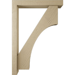 Ekena Millwork - BKTUR0352X26X38WTL05RCPR - Timberthane Faux Wood Westlake Style Bracket w/ Offset Brace, Block Ends, 3 1/2"W x 26"D x 38"H, Primed Tan