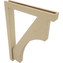 Ekena Millwork - BKTUR0352X26X38WTL05RCPR - Timberthane Faux Wood Westlake Style Bracket w/ Offset Brace, Block Ends, 3 1/2"W x 26"D x 38"H, Primed Tan