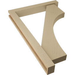Ekena Millwork - BKTUR0352X26X38WTL05RCPR - Timberthane Faux Wood Westlake Style Bracket w/ Offset Brace, Block Ends, 3 1/2"W x 26"D x 38"H, Primed Tan