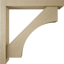 Ekena Millwork - BKTUR0352X28X28WTL05RCPR - Timberthane Faux Wood Westlake Style Bracket w/ Offset Brace, Block Ends, 3 1/2"W x 28"D x 28"H, Primed Tan