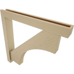 Ekena Millwork - BKTUR0352X28X28WTL05RCPR - Timberthane Faux Wood Westlake Style Bracket w/ Offset Brace, Block Ends, 3 1/2"W x 28"D x 28"H, Primed Tan