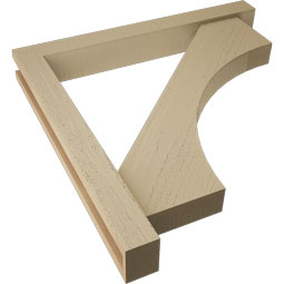 Ekena Millwork - BKTUR0352X28X28WTL05RCPR - Timberthane Faux Wood Westlake Style Bracket w/ Offset Brace, Block Ends, 3 1/2"W x 28"D x 28"H, Primed Tan