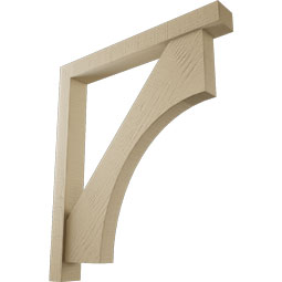 Ekena Millwork - BKTUR0352X28X32WTL05RCPR - Timberthane Faux Wood Westlake Style Bracket w/ Offset Brace, Block Ends, 3 1/2"W x 28"D x 32"H, Primed Tan