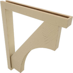 Ekena Millwork - BKTUR0352X28X36WTL05RCPR - Timberthane Faux Wood Westlake Style Bracket w/ Offset Brace, Block Ends, 3 1/2"W x 28"D x 36"H, Primed Tan