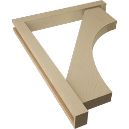 Ekena Millwork - BKTUR0352X28X36WTL05RCPR - Timberthane Faux Wood Westlake Style Bracket w/ Offset Brace, Block Ends, 3 1/2"W x 28"D x 36"H, Primed Tan