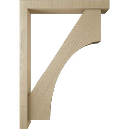 Ekena Millwork - BKTUR0352X28X40WTL05RCPR - Timberthane Faux Wood Westlake Style Bracket w/ Offset Brace, Block Ends, 3 1/2"W x 28"D x 40"H, Primed Tan