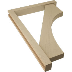Ekena Millwork - BKTUR0352X28X40WTL05RCPR - Timberthane Faux Wood Westlake Style Bracket w/ Offset Brace, Block Ends, 3 1/2"W x 28"D x 40"H, Primed Tan