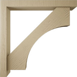 Ekena Millwork - BKTUR0352X30X30WTL05RCPR - Timberthane Faux Wood Westlake Style Bracket w/ Offset Brace, Block Ends, 3 1/2"W x 30"D x 30"H, Primed Tan