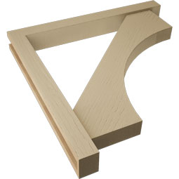 Ekena Millwork - BKTUR0352X30X30WTL05RCPR - Timberthane Faux Wood Westlake Style Bracket w/ Offset Brace, Block Ends, 3 1/2"W x 30"D x 30"H, Primed Tan