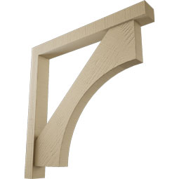 Ekena Millwork - BKTUR0352X30X30WTL05RCPR - Timberthane Faux Wood Westlake Style Bracket w/ Offset Brace, Block Ends, 3 1/2"W x 30"D x 30"H, Primed Tan
