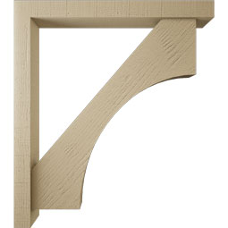 Ekena Millwork - BKTUR0352X30X34WTL05RCPR - Timberthane Faux Wood Westlake Style Bracket w/ Offset Brace, Block Ends, 3 1/2"W x 30"D x 34"H, Primed Tan
