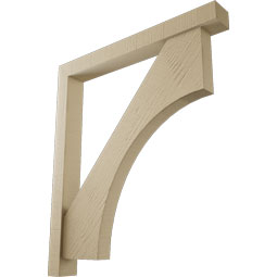Ekena Millwork - BKTUR0352X30X34WTL05RCPR - Timberthane Faux Wood Westlake Style Bracket w/ Offset Brace, Block Ends, 3 1/2"W x 30"D x 34"H, Primed Tan