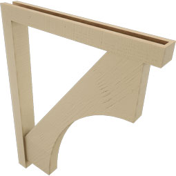 Ekena Millwork - BKTUR0352X30X38WTL05RCPR - Timberthane Faux Wood Westlake Style Bracket w/ Offset Brace, Block Ends, 3 1/2"W x 30"D x 38"H, Primed Tan
