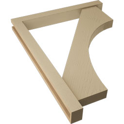 Ekena Millwork - BKTUR0352X30X38WTL05RCPR - Timberthane Faux Wood Westlake Style Bracket w/ Offset Brace, Block Ends, 3 1/2"W x 30"D x 38"H, Primed Tan
