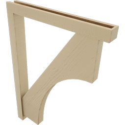 Ekena Millwork - BKTUR0352X30X42WTL05RCPR - Timberthane Faux Wood Westlake Style Bracket w/ Offset Brace, Block Ends, 3 1/2"W x 30"D x 42"H, Primed Tan
