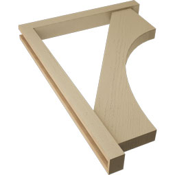 Ekena Millwork - BKTUR0352X30X42WTL05RCPR - Timberthane Faux Wood Westlake Style Bracket w/ Offset Brace, Block Ends, 3 1/2"W x 30"D x 42"H, Primed Tan