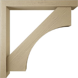 Ekena Millwork - BKTUR0352X32X32WTL05RCPR - Timberthane Faux Wood Westlake Style Bracket w/ Offset Brace, Block Ends, 3 1/2"W x 32"D x 32"H, Primed Tan