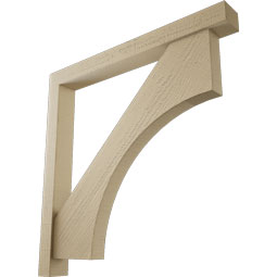 Ekena Millwork - BKTUR0352X32X32WTL05RCPR - Timberthane Faux Wood Westlake Style Bracket w/ Offset Brace, Block Ends, 3 1/2"W x 32"D x 32"H, Primed Tan