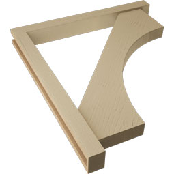 Ekena Millwork - BKTUR0352X32X36WTL05RCPR - Timberthane Faux Wood Westlake Style Bracket w/ Offset Brace, Block Ends, 3 1/2"W x 32"D x 36"H, Primed Tan
