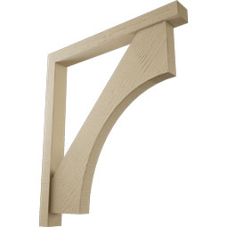 Ekena Millwork - BKTUR0352X32X36WTL05RCPR - Timberthane Faux Wood Westlake Style Bracket w/ Offset Brace, Block Ends, 3 1/2"W x 32"D x 36"H, Primed Tan