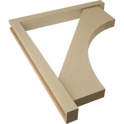 Ekena Millwork - BKTUR0352X32X38WTL05RCPR - Timberthane Faux Wood Westlake Style Bracket w/ Offset Brace, Block Ends, 3 1/2"W x 32"D x 38"H, Primed Tan
