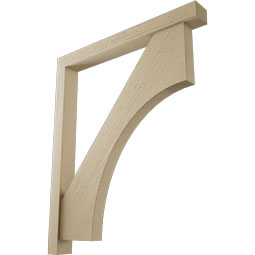 Ekena Millwork - BKTUR0352X32X38WTL05RCPR - Timberthane Faux Wood Westlake Style Bracket w/ Offset Brace, Block Ends, 3 1/2"W x 32"D x 38"H, Primed Tan