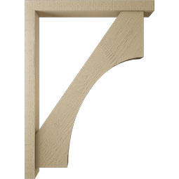 Ekena Millwork - BKTUR0352X32X44WTL05RCPR - Timberthane Faux Wood Westlake Style Bracket w/ Offset Brace, Block Ends, 3 1/2"W x 32"D x 44"H, Primed Tan
