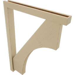 Ekena Millwork - BKTUR0352X32X44WTL05RCPR - Timberthane Faux Wood Westlake Style Bracket w/ Offset Brace, Block Ends, 3 1/2"W x 32"D x 44"H, Primed Tan