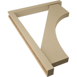 Ekena Millwork - BKTUR0352X32X44WTL05RCPR - Timberthane Faux Wood Westlake Style Bracket w/ Offset Brace, Block Ends, 3 1/2"W x 32"D x 44"H, Primed Tan