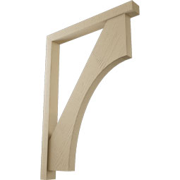 Ekena Millwork - BKTUR0352X32X44WTL05RCPR - Timberthane Faux Wood Westlake Style Bracket w/ Offset Brace, Block Ends, 3 1/2"W x 32"D x 44"H, Primed Tan