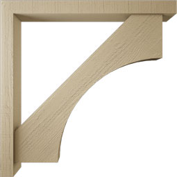 Ekena Millwork - BKTUR0352X34X34WTL05RCPR - Timberthane Faux Wood Westlake Style Bracket w/ Offset Brace, Block Ends, 3 1/2"W x 34"D x 34"H, Primed Tan