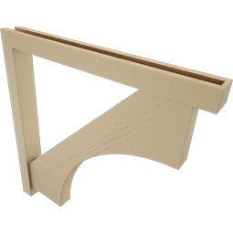 Ekena Millwork - BKTUR0352X34X34WTL05RCPR - Timberthane Faux Wood Westlake Style Bracket w/ Offset Brace, Block Ends, 3 1/2"W x 34"D x 34"H, Primed Tan